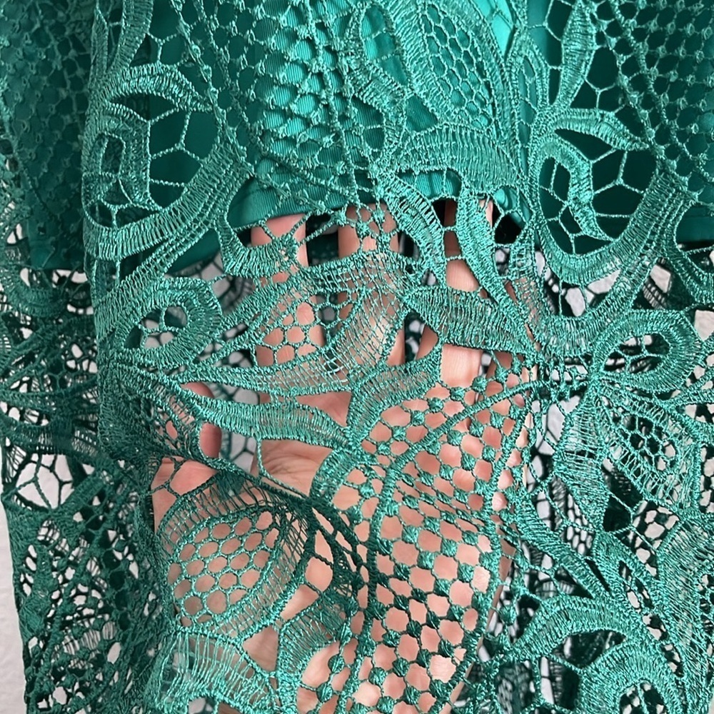 Bebe Ladies Dressy Sleeveless Mid-Calf Lace Dress Green Size 4 - Picture 8 of 13